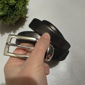 Vintage Sandcastle Black Silver Shimmer‎ Genuine Leather Belt Women’s Size Large